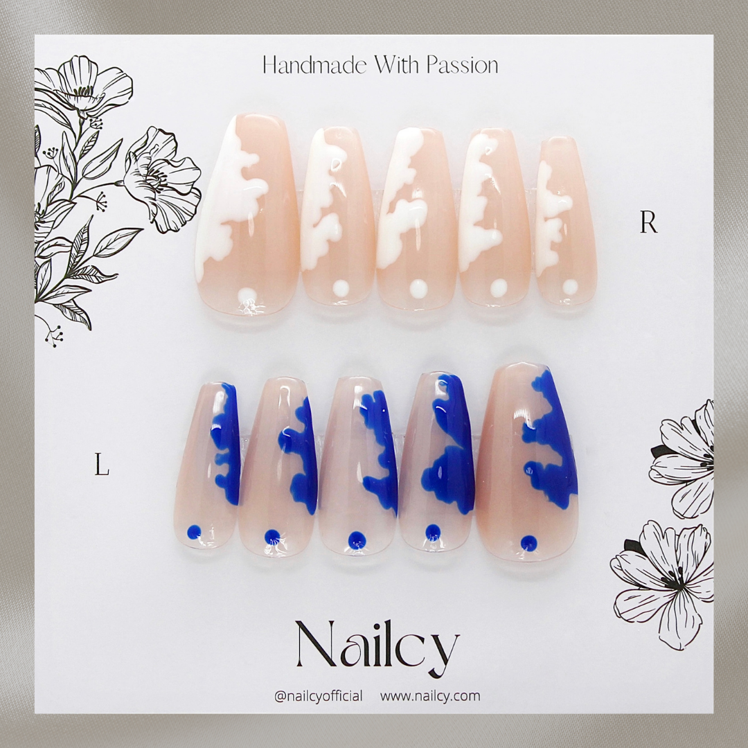 Uñas Press-On Cream Navy Foto de Producto