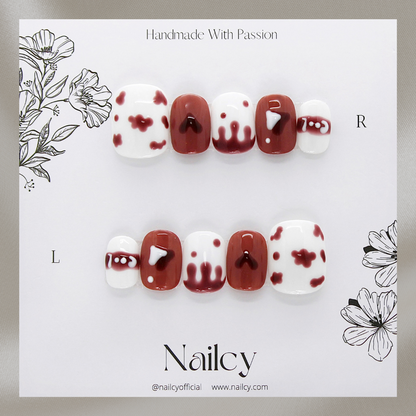 Uñas Press-On Milky Red Foto de Producto